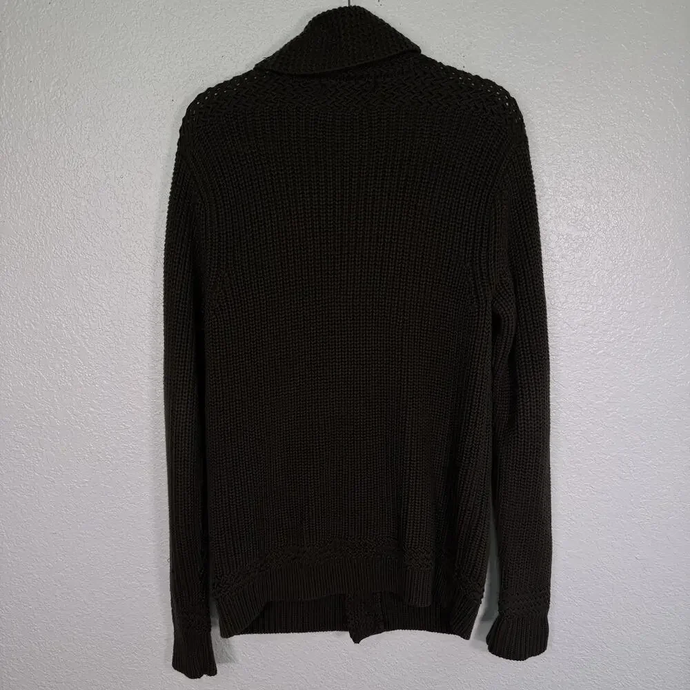 Vintage Polo Ralph Lauren Sweater Mens Medium Shawl Cardigan Chunky Knit Green